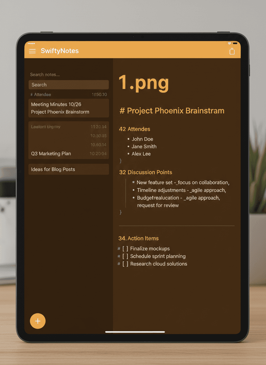 SwiftyNotes iPad layout for Stage Manager